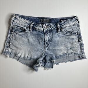 Silver Jeans Shorts Size 28 Womens Aiko Mid Short Super Stretch Blue Denim